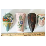 4 Vintage Wall Pockets