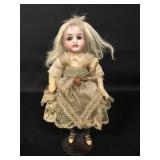 6 1/4" Bisque, Compo Body, Glass Eye Doll