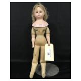 18" Wax Over Composition Doll w/ Glass Eyes