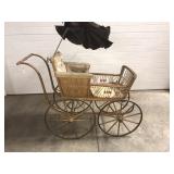 48"L x 18" W x 37"H Vintage Carriage w/ Umbrella