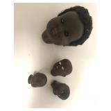 Lot - 4 Ethnic Doll Heads Lot - 4 Ethnic Doll Heads