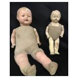 Lot - 2 Cloth Body Dolls (as found)