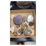 BOX OF PETRIFIED WOOD & FOSSILS