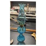 BLUE ANTIQUE KEROSENE LAMP 4.5' X 17'