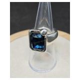 UNO de 50 STAINLESS STEEL BLUE COLOR GEMSTONE RING