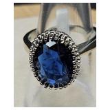 .925 BLUE COLOR GEMSTONE RING SIZE 9