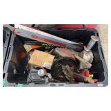 TOTE OF ASST. CHAINSAW PARTS & ACCESSORIES