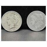 1890 O MORGAN & 1923 PEACE DOLLAR