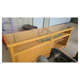 OAK AND GLASS DISPLAY CABINET 93' X 19' X 39'