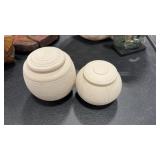 2 INUIT SMALL POTS W/ LIDS