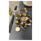 BRASS BOOK ENDS, SCULPTURES & KNICK KNACKS