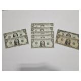 2 - 1983 SEQUENTIAL $1 NOTES & 5 - UNC. $1 NOTES
