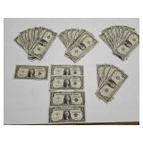 34 - 1963 SERIES B $1 NOTES & 3 - 1957 & 1 1935 F