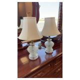 2 HOBNAIL DEPRESSION BEDSIDE LAMPS