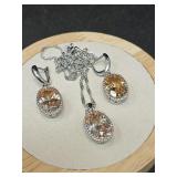 .925 CHAMPAGNE COLOR GEMSTONE NECKLACE &