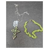 .925 PERIDOT & TURQUOISE CROSS PENDANT & BRACELET