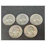5 - 90% SILVER WASHINGTON QUARTERS