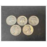 5 - 90% SILVER WASHINGTON QUARTERS