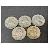 5 - 90% SILVER WASHINGTON QUARTERS