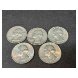 5 - 90% SILVER WASHINGTON QUARTERS
