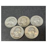 5 - 90% SILVER WASHINGTON QUARTERS