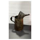 ANTIQUE 1 GALLON OIL CAN & GERMAN WARNING TRIANGLE