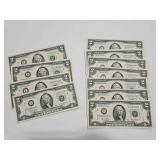 2 - GROUPS OF UNC. SEQUENTIAL 2003 $2 NOTES