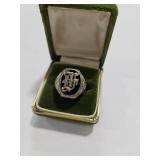 10K WHITE GOLD & ONYX MONOGRAM MENS RING