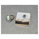 VINTAGE .925 TURQUOISE RING SIZE 5 & LANDSCAPE