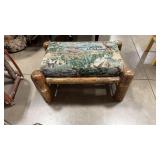 LOG & UPHOLSTERED OTTOMAN 27' X 18' X 16'