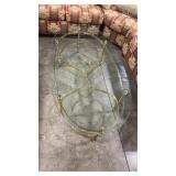 BRASS & GLASS COFFEE TABLE 58' X 30.5' X 17'