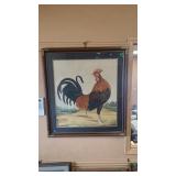 LARGE ROOSTER FRAMED PRINT 35' X 38'