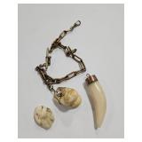 ELK IVORY WATCH FOB & TOOTH