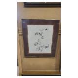 SIGNED PEN & INK FRAMED PRINT 17' X 20'