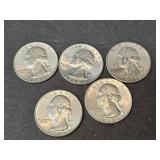 5 - 90% SILVER WASHINGTON QUARTERS