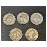 5 - 90% SILVER WASHINGTON QUARTERS
