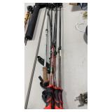GROUP OF SKI POLES AND WALKING STICK