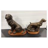 2 - M. KING 1988 BRONZE-LIKE DOG SCULPTURES