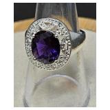 .925 AMYTHEST COLOR GEMSTONE RING SIZE 7