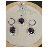 .925 AMYTHEST COLOR GEMSTONE NECKLACE &