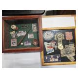 2 SHADOW BOXES W/ VINTAGE STYLE ITEMS