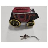 WELLS FARGO COVERED WAGON METAL MINI BANK W/ KEYS