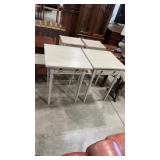 2 HANDMADE 1950'S SOLID HICKORY SIDE TABLES W/