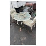 ROUND GLASS TOP PATIO TABLE & 2 CHAIRS