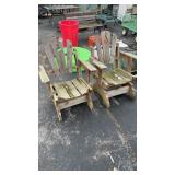 2 RUSTIC WOOD ROCKING LAWN CHAIRS