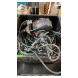 BLK CRATE W/ CRAFTSMAN DRILL, EXTENSION CORD &