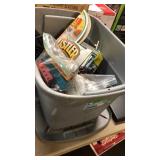 BLUE TOTE W/ HO RACING & TRAIN SET