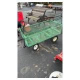 GREEN METAL MESH GARDEN WAGON