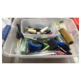 TOTE W/ PAINT TOOLS & SUPPLIES