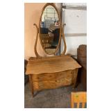 VERY NICE ANTIQUE OAK PRINCESS DRESSER, OVAL